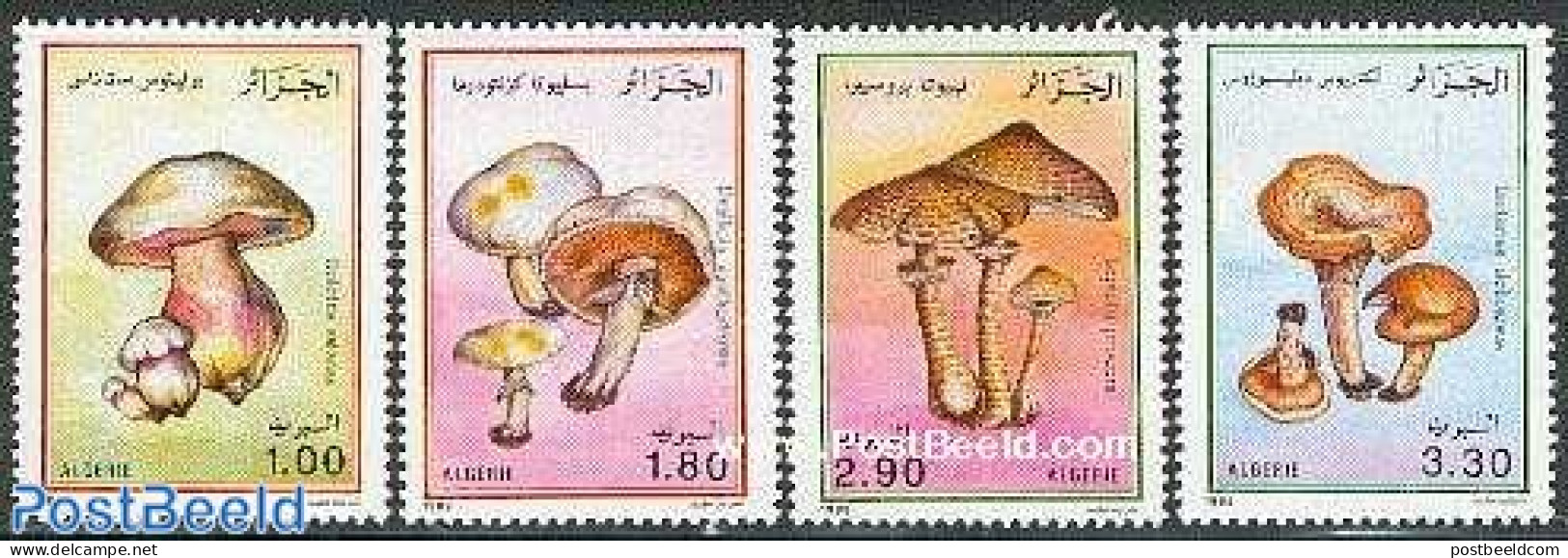 Algeria 1989 Mushrooms 4v, Mint NH, Nature - Mushrooms - Unused Stamps