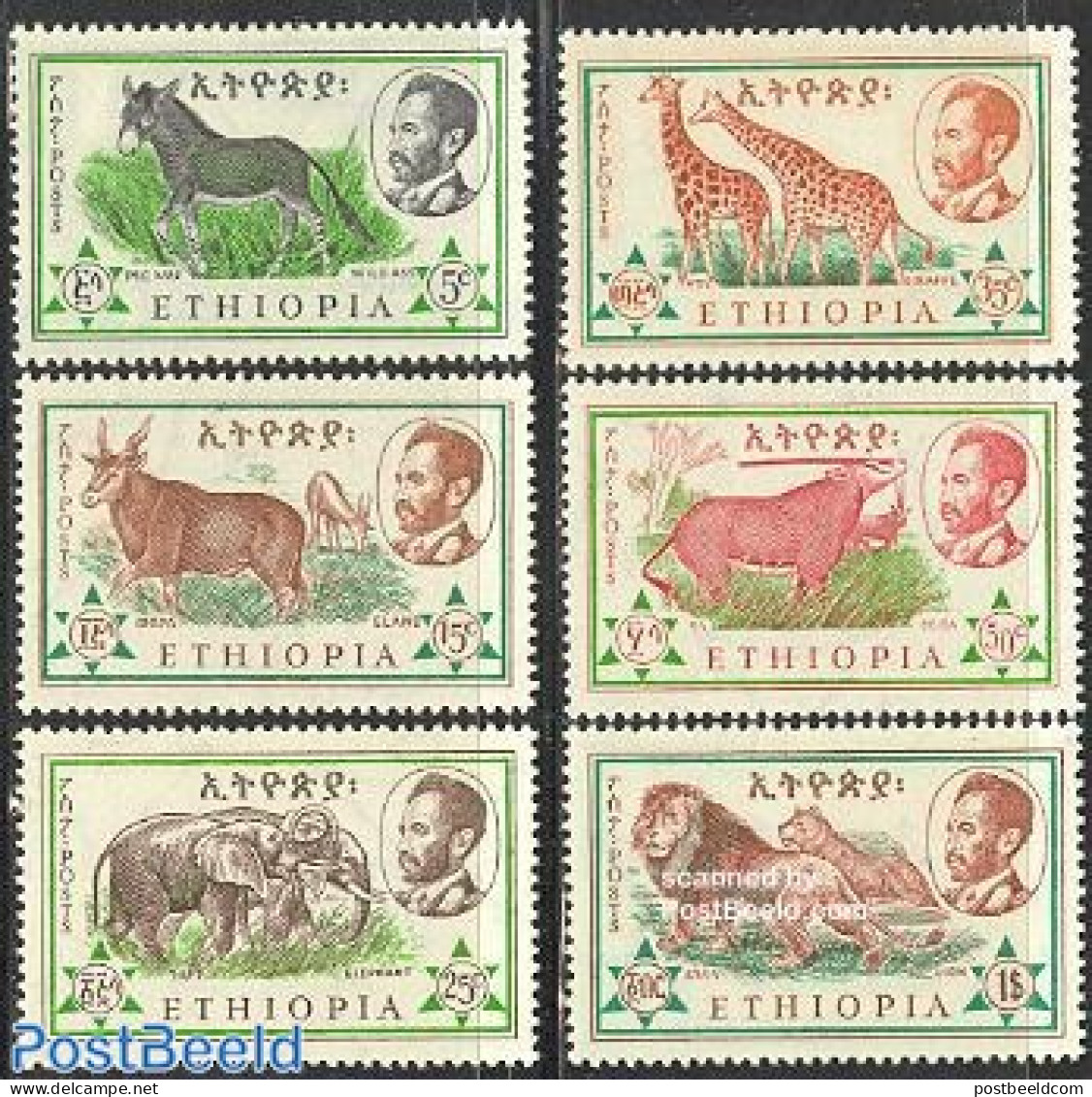 Ethiopia 1961 Animals 6v, Mint NH, Nature - Animals (others & Mixed) - Cat Family - Elephants - Giraffe - Ethiopie