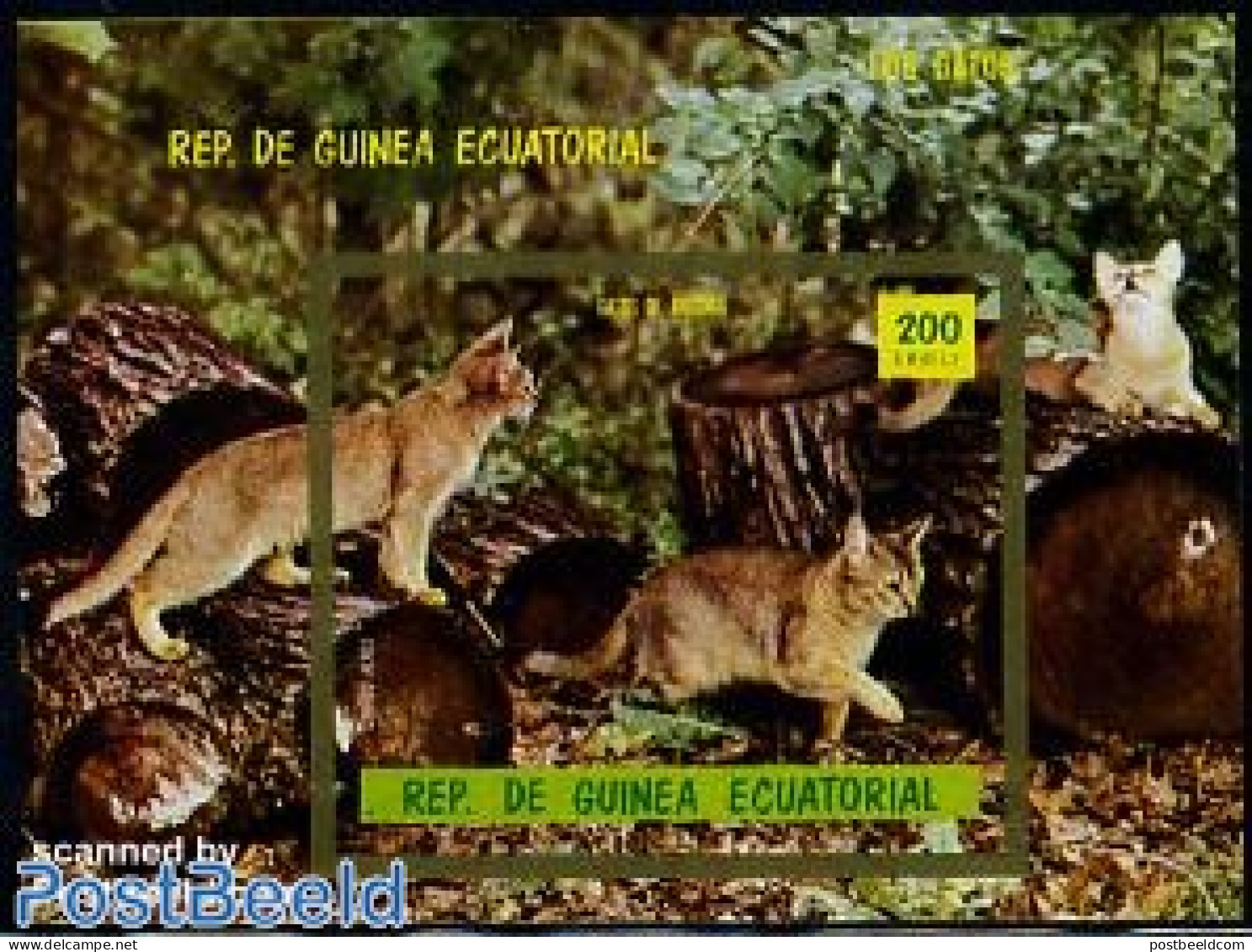 Equatorial Guinea 1976 Cats S/s (200P), Mint NH, Nature - Cats - Guinea Ecuatorial
