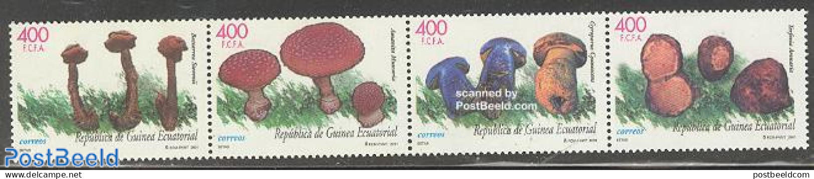 Equatorial Guinea 2001 Mushrooms 4v [:::], Mint NH, Nature - Mushrooms - Champignons