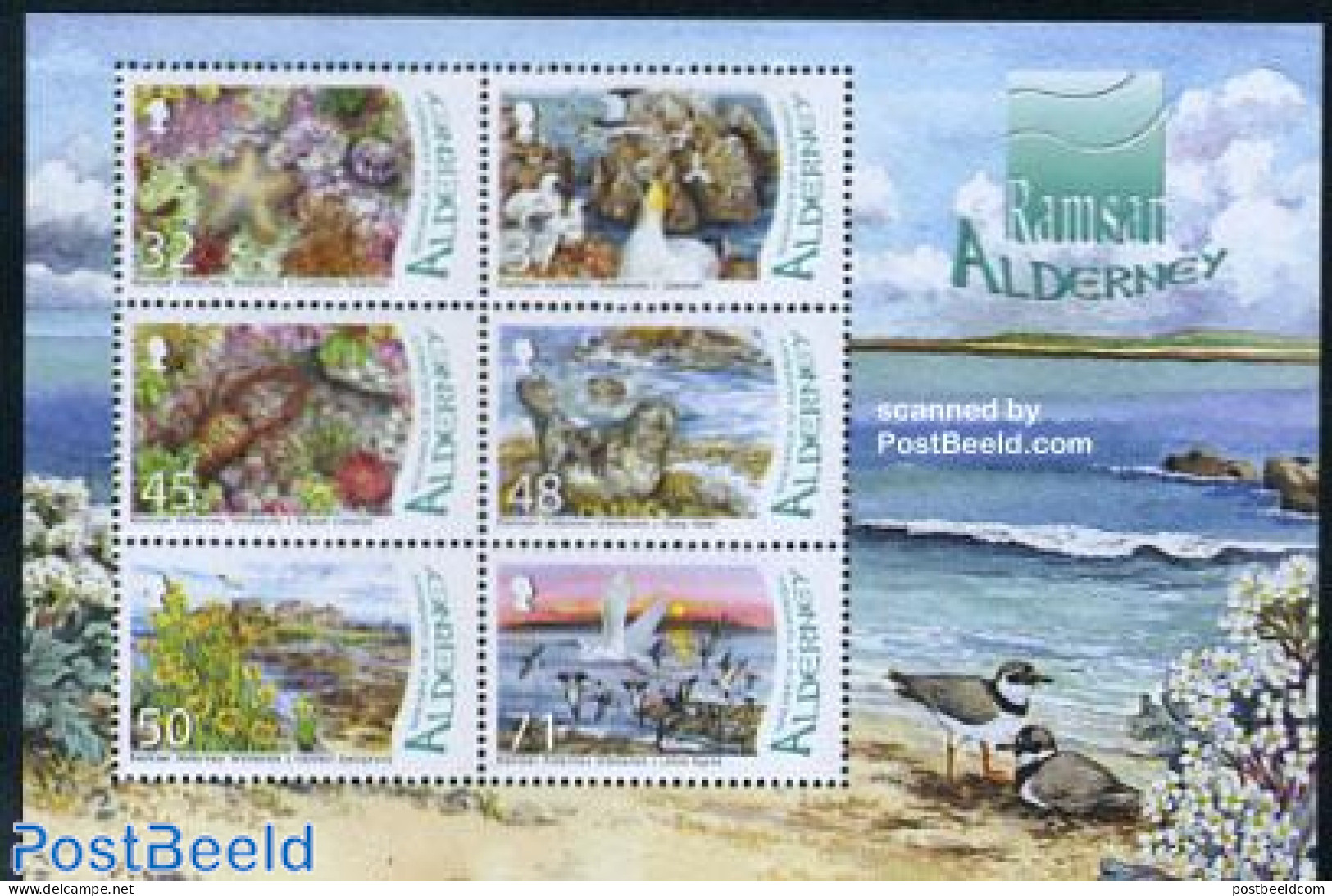 Alderney 2007 Ramsar 6v M/s, Mint NH, Nature - Birds - Sea Mammals - Shells & Crustaceans - Marine Life