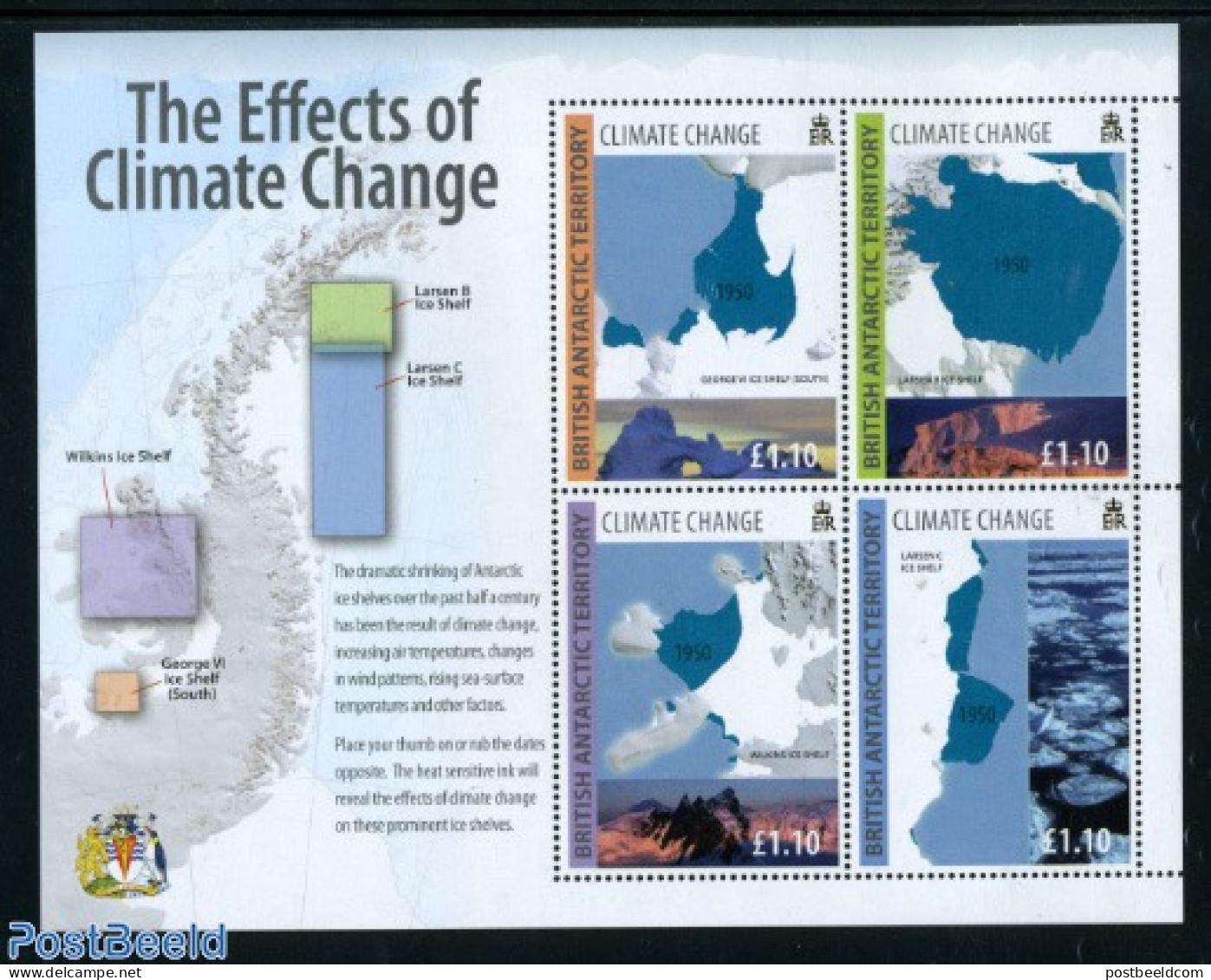 British Antarctica 2009 The Effects Of Climate Change 4v M/s, Mint NH, Nature - Science - Various - Environment - The .. - Protezione Dell'Ambiente & Clima