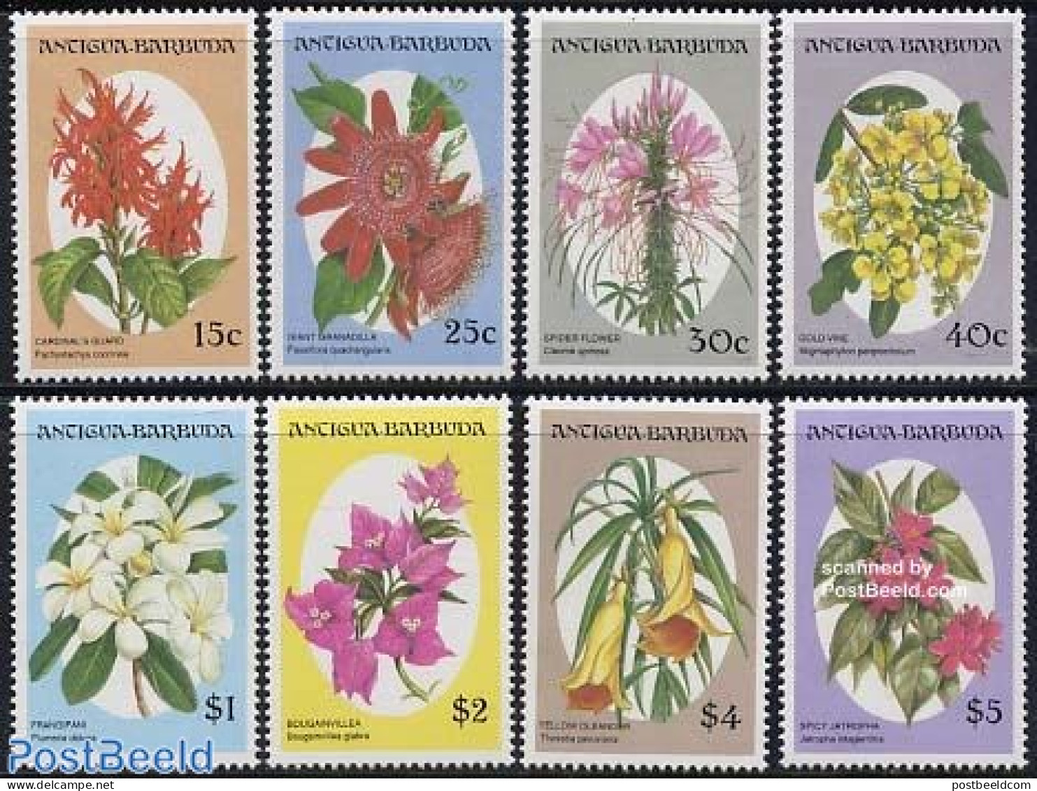 Antigua & Barbuda 1993 Flowers 8v, Mint NH, Nature - Flowers & Plants - Antigua Y Barbuda (1981-...)