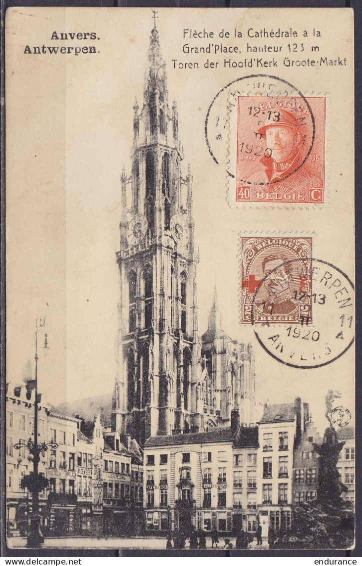 CP Cathédrale D'Anvers Recommandée Affr. N°173+151 (au Dos) Càd ANTWERPEN 11 /2 II 1920 Pour HELSINGFORS Finlande - Càpt - 1919-1920  Cascos De Trinchera