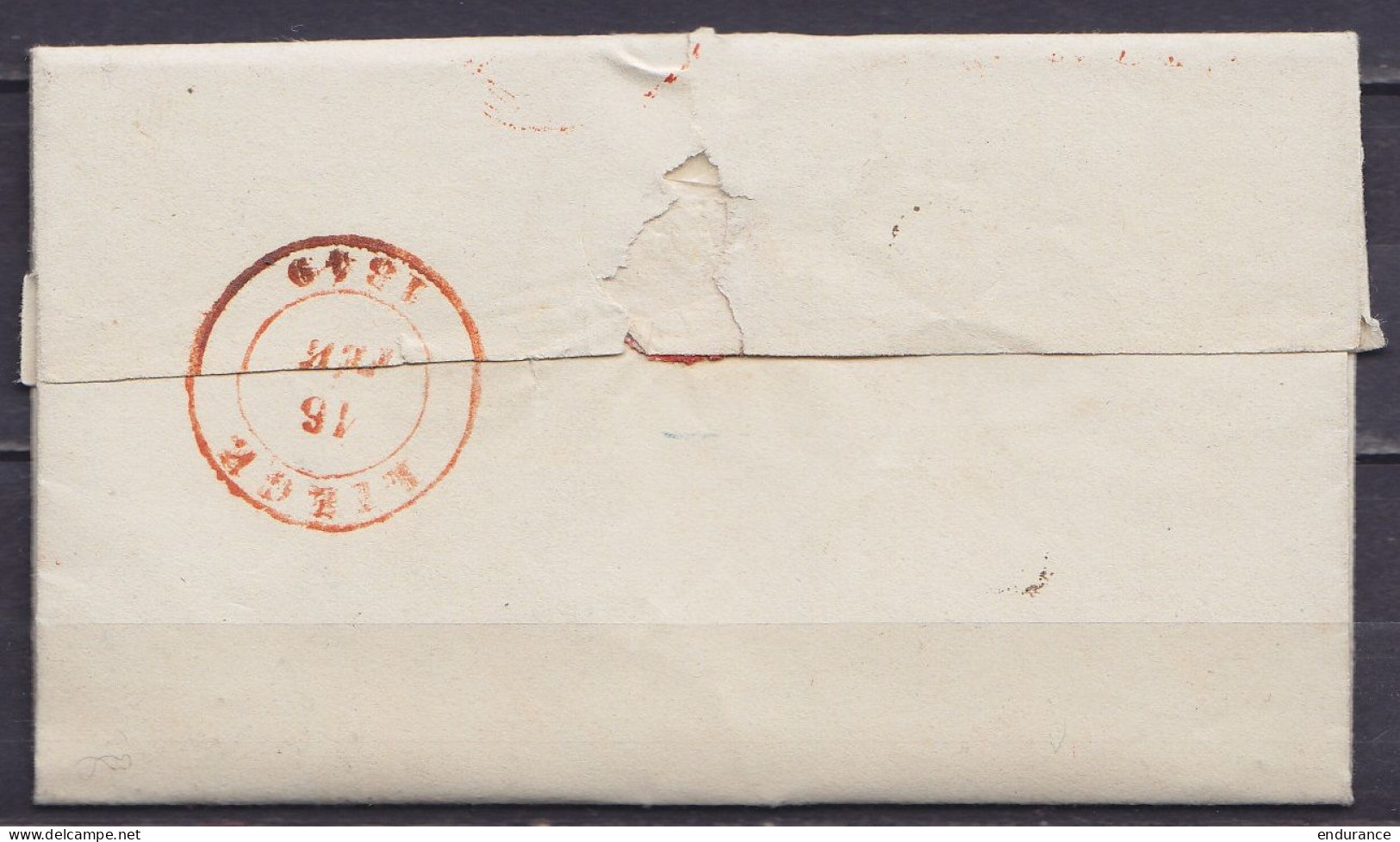 L. Datée 15 Février 1849 De MAESTRICHT Càd MAASTRICHT /15/2 Pour LIEGE - Griffe "Na Posttijd" - Port "2" (au Dos: Càd Ar - 1830-1849 (Belgica Independiente)