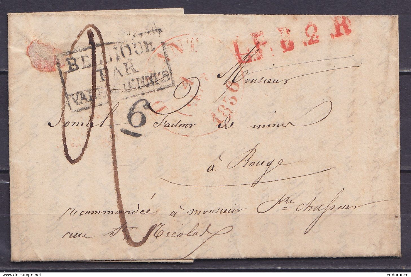 L. Datée 4 Septembre 1836 De BOUVIGNES Càd DINANT /4 SEPT 1936 Pour BOUGE - Griffe "L.P.B.2.R." (passée Par Erreur Par L - 1830-1849 (Belgique Indépendante)