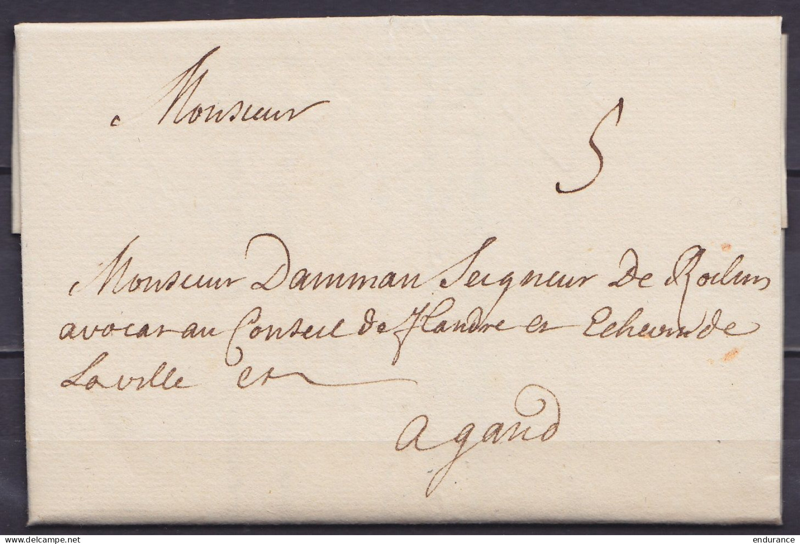 L. Datée 13 Mai 1745 De MAESTRICHT Pour GAND - Port "5" - 1714-1794 (Austrian Netherlands)