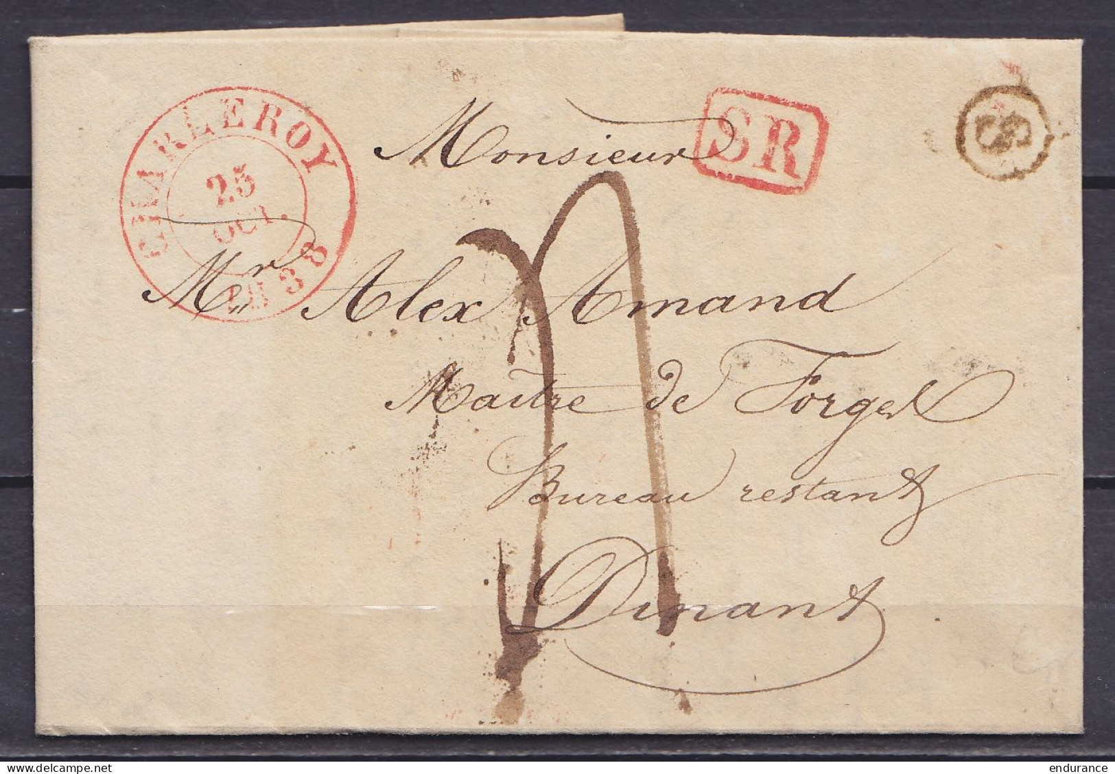 L. Datée 25 Octobre 1838 De MARCHIENNE-AU-PONT Càd CHARLEROY /25 OCT 1838 Pour Poste Restante à DINANT - [SR] - Boîte "S - 1830-1849 (Belgio Indipendente)