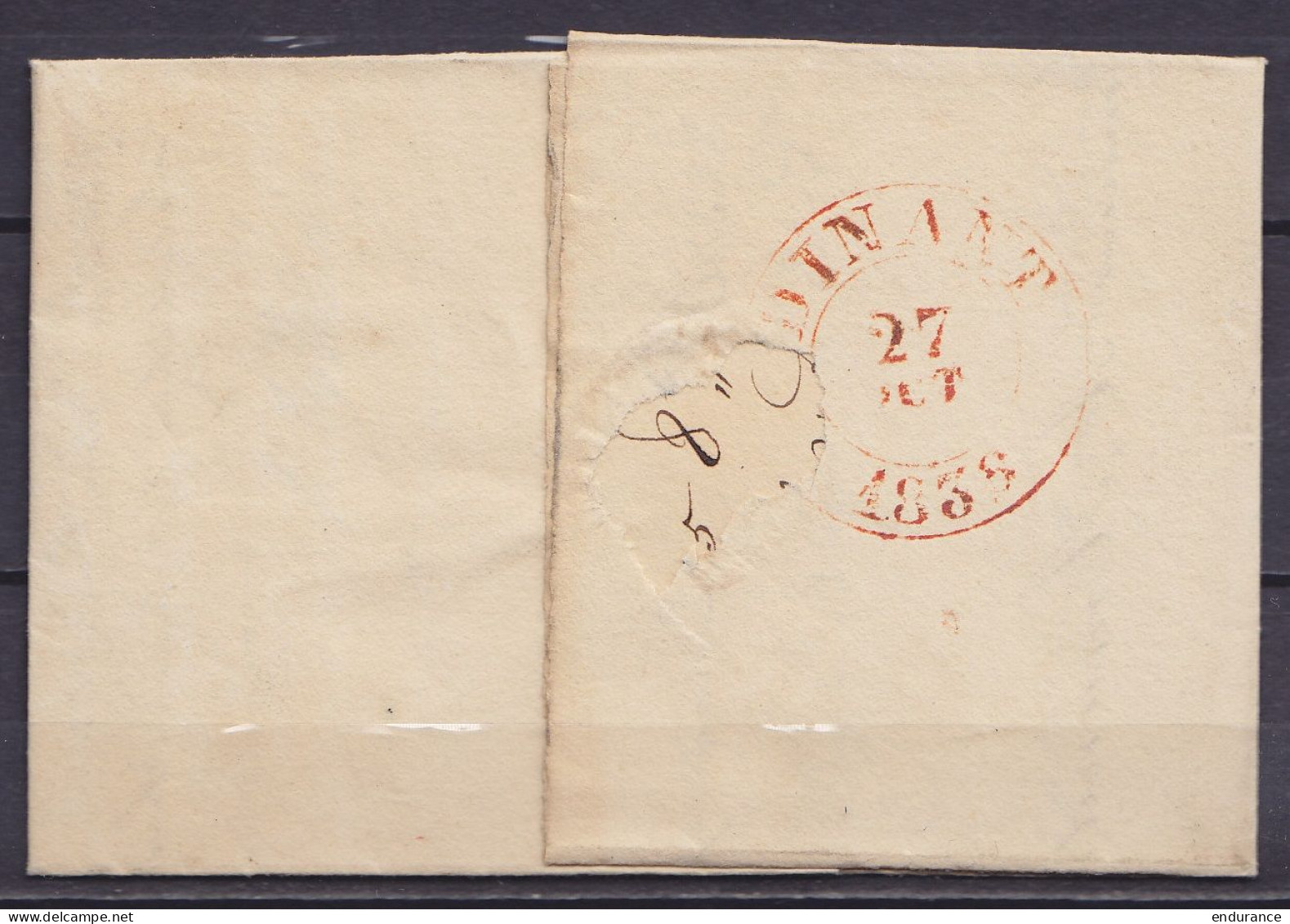 L. Datée 25 Octobre 1838 De MARCHIENNE-AU-PONT Càd CHARLEROY /25 OCT 1838 Pour Poste Restante à DINANT - [SR] - Boîte "S - 1830-1849 (Unabhängiges Belgien)