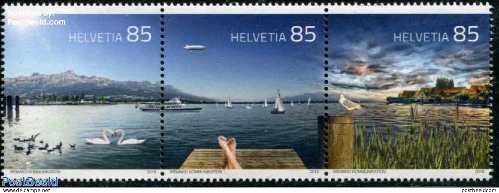 Switzerland 2016 Lake Constance 3v [::], Mint NH, Nature - Sport - Transport - Various - Birds - Water, Dams & Falls -.. - Unused Stamps