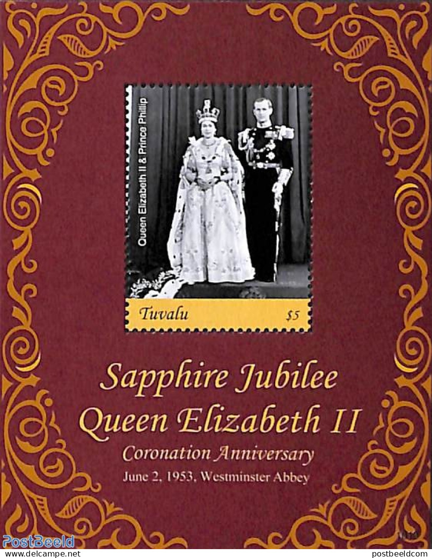 Tuvalu 2018 Queen Elizabeth II, Sapphire Jubilee S/s, Mint NH, Kings & Queens (Royalty) - Familias Reales