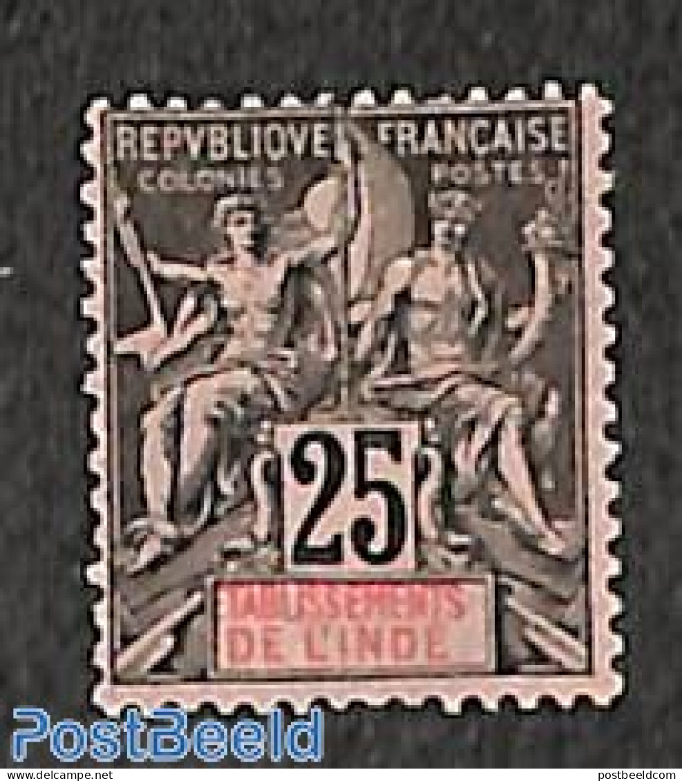 French India 1892 25c, Stamp Out Of Set, Unused (hinged) - Neufs
