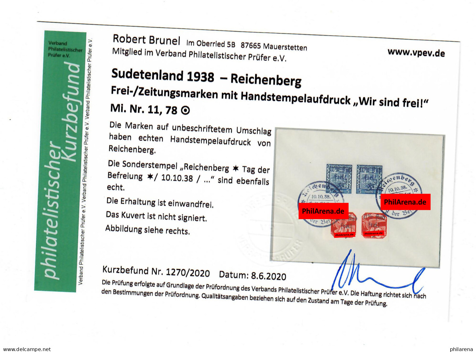 Sudetenland Reichenberg: MiNr. 11/78, Gestempelt 1938, Kurzbefund - Sudetes