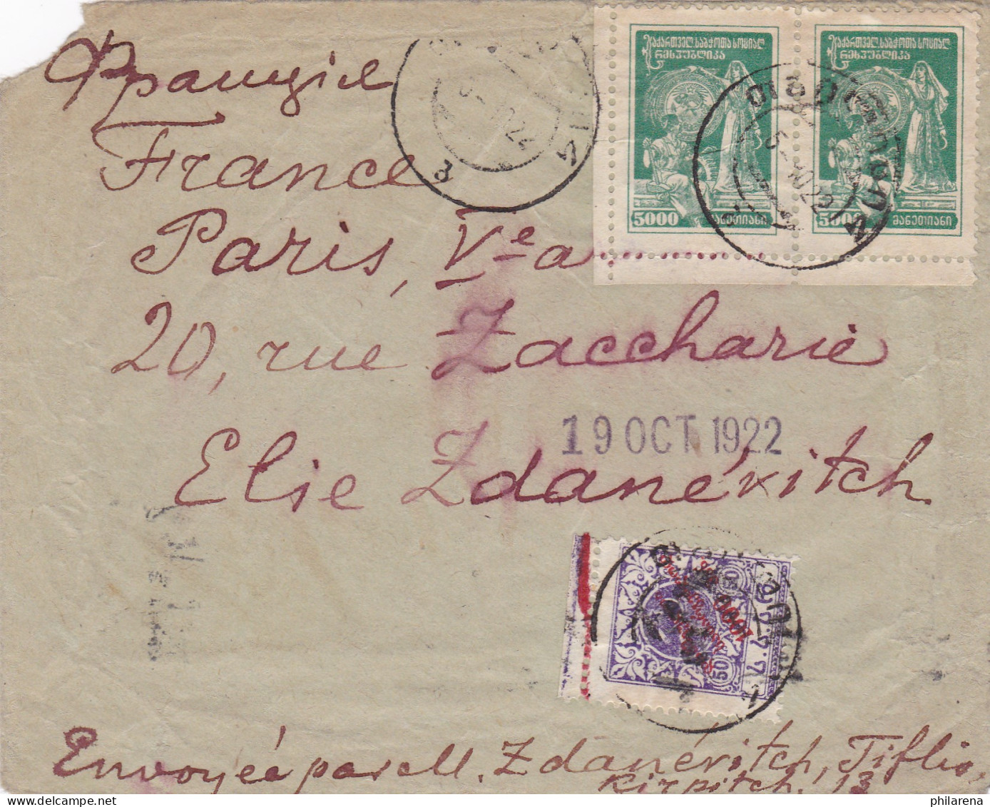 1922: Letter From Tiflis, Ilya Zdanevič, To France/Paris - Géorgie