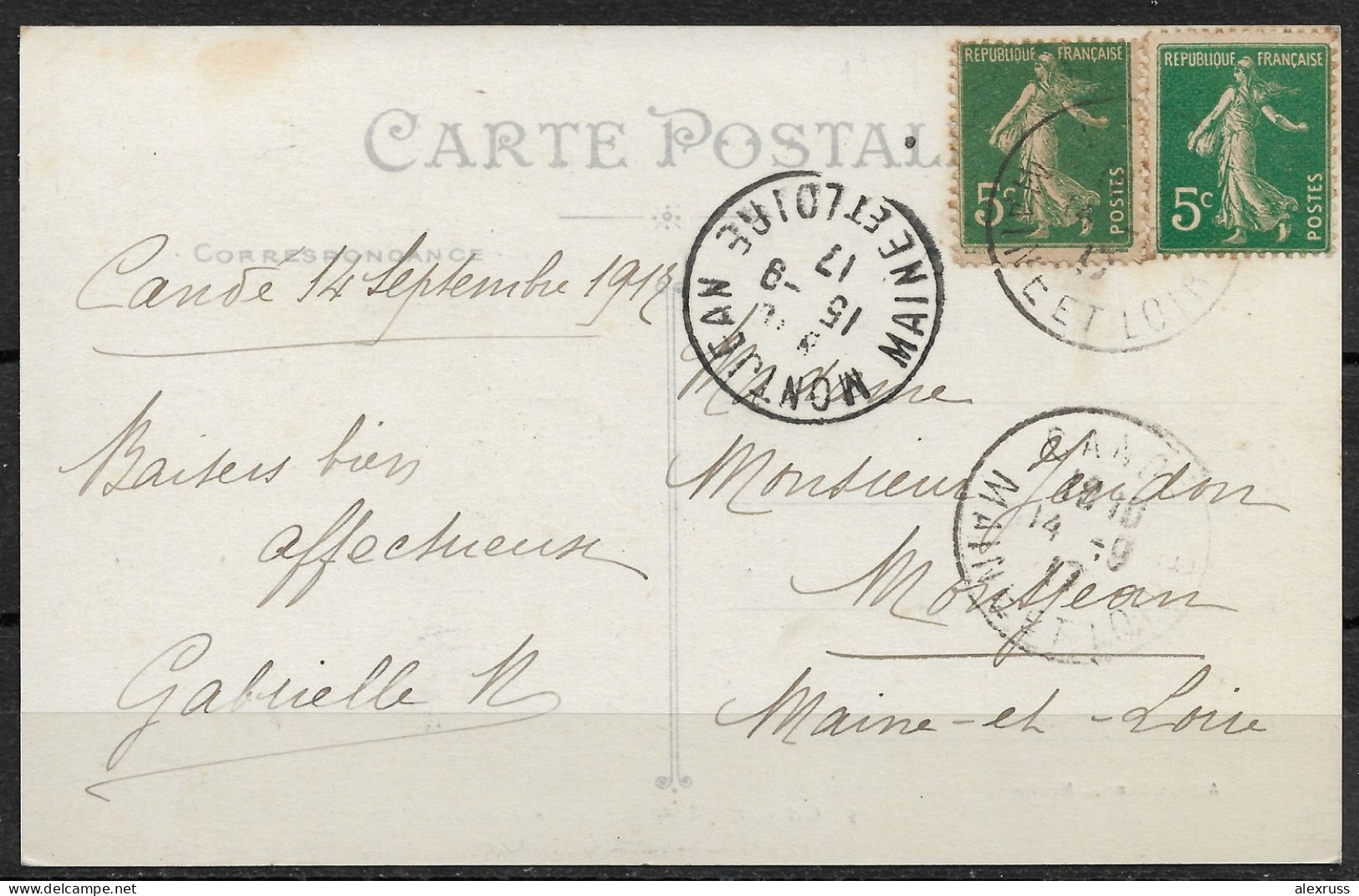 France 1917 Postcard Cande Maine Et Loire, Rue Saint Jean,  Café Du Commerce, Children, Crowd, Street Scene, VF Used - Segre