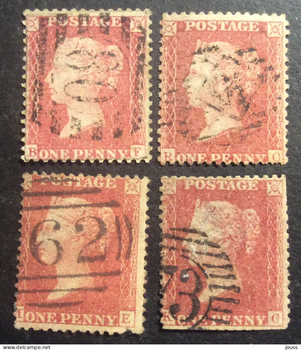 GB8 Victoria YT N°14 1p Rouge Dentelé 14 Lot De 4 - Oblitérés