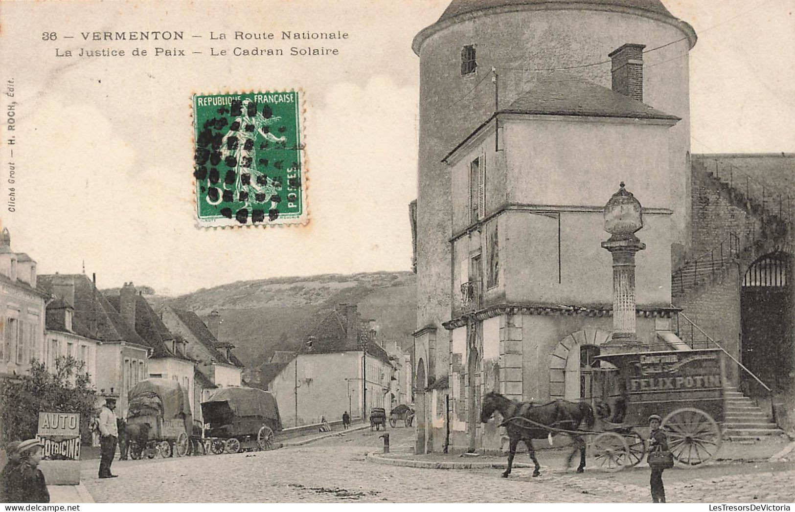 FRANCE - Vermenton - Vue Sur La Route Nationale - La Justice De Paix - Le Cadran Solaire - Carte Postale Ancienne - Vermenton