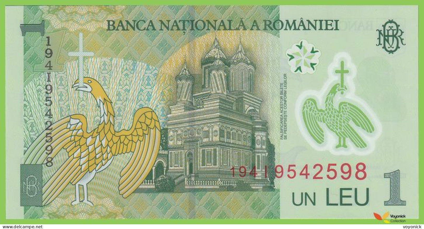 Voyo ROMANIA 1 Leu 2018/2019 P117l B286b 194I UNC Polymer - Roumanie