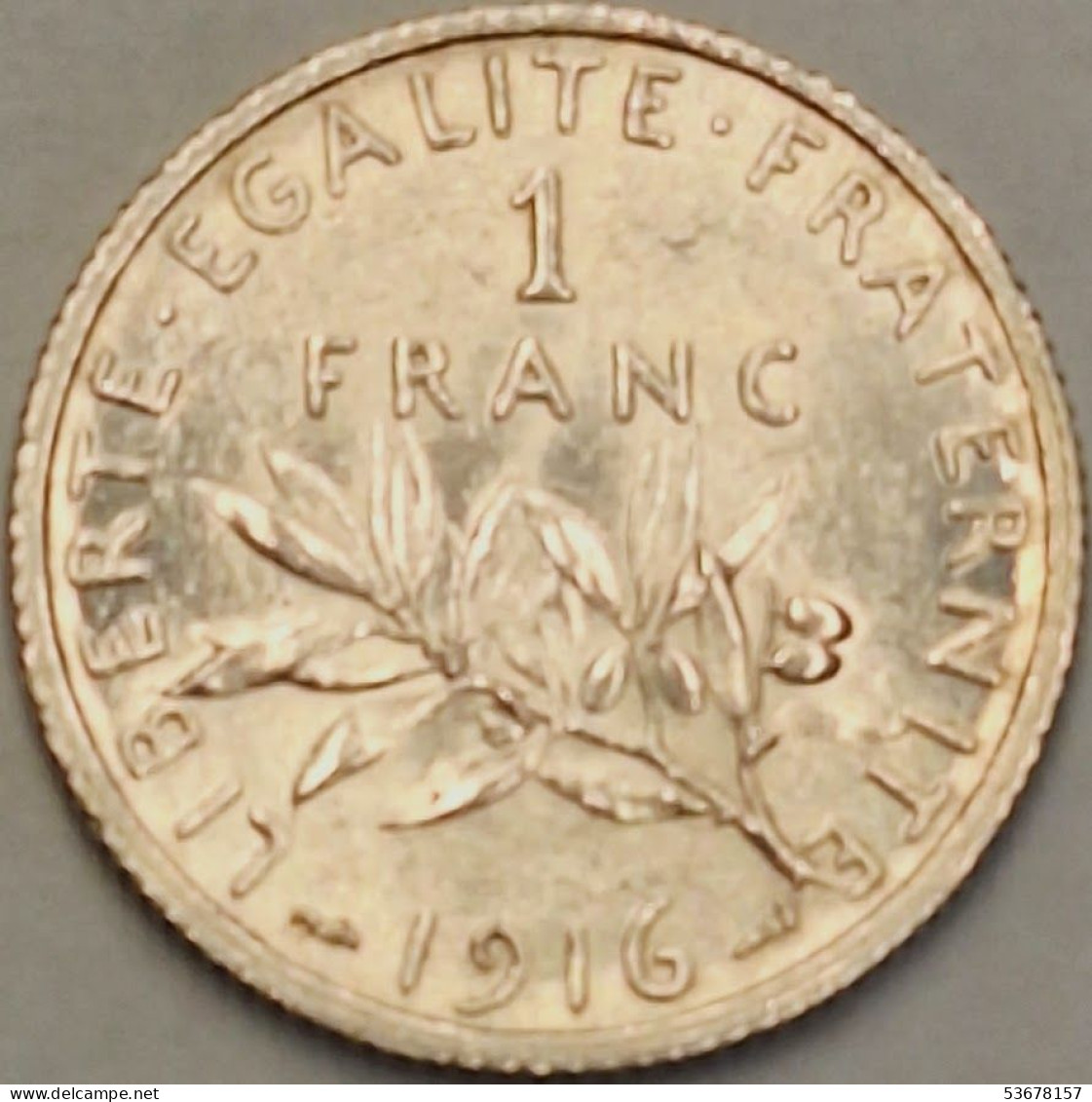 France - Franc 1916, KM# 844.1, Silver (#4060) - 1 Franc