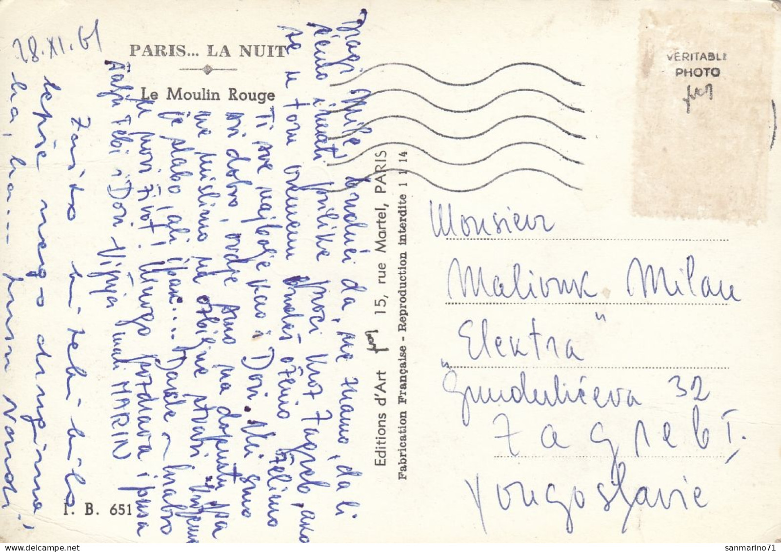 POSTCARD 3220,France,Paris - París La Noche