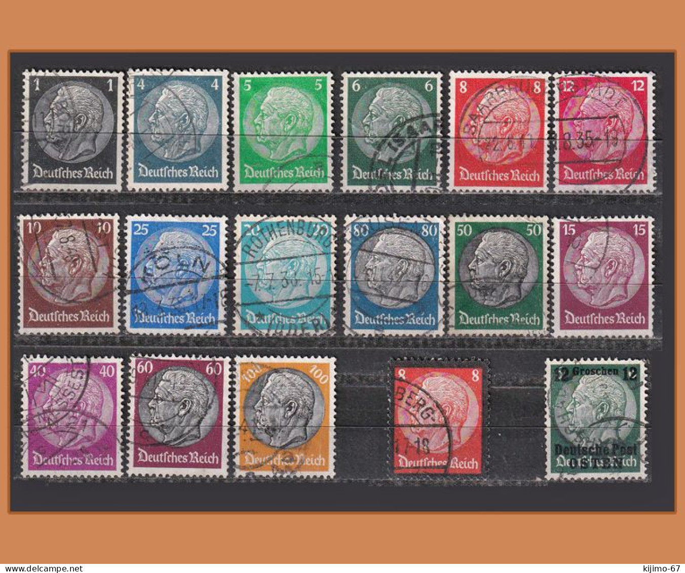 Allemagne > Président Paul Von Hindenburg, 17 Timbres Oblitérés - Vrac (max 999 Timbres)