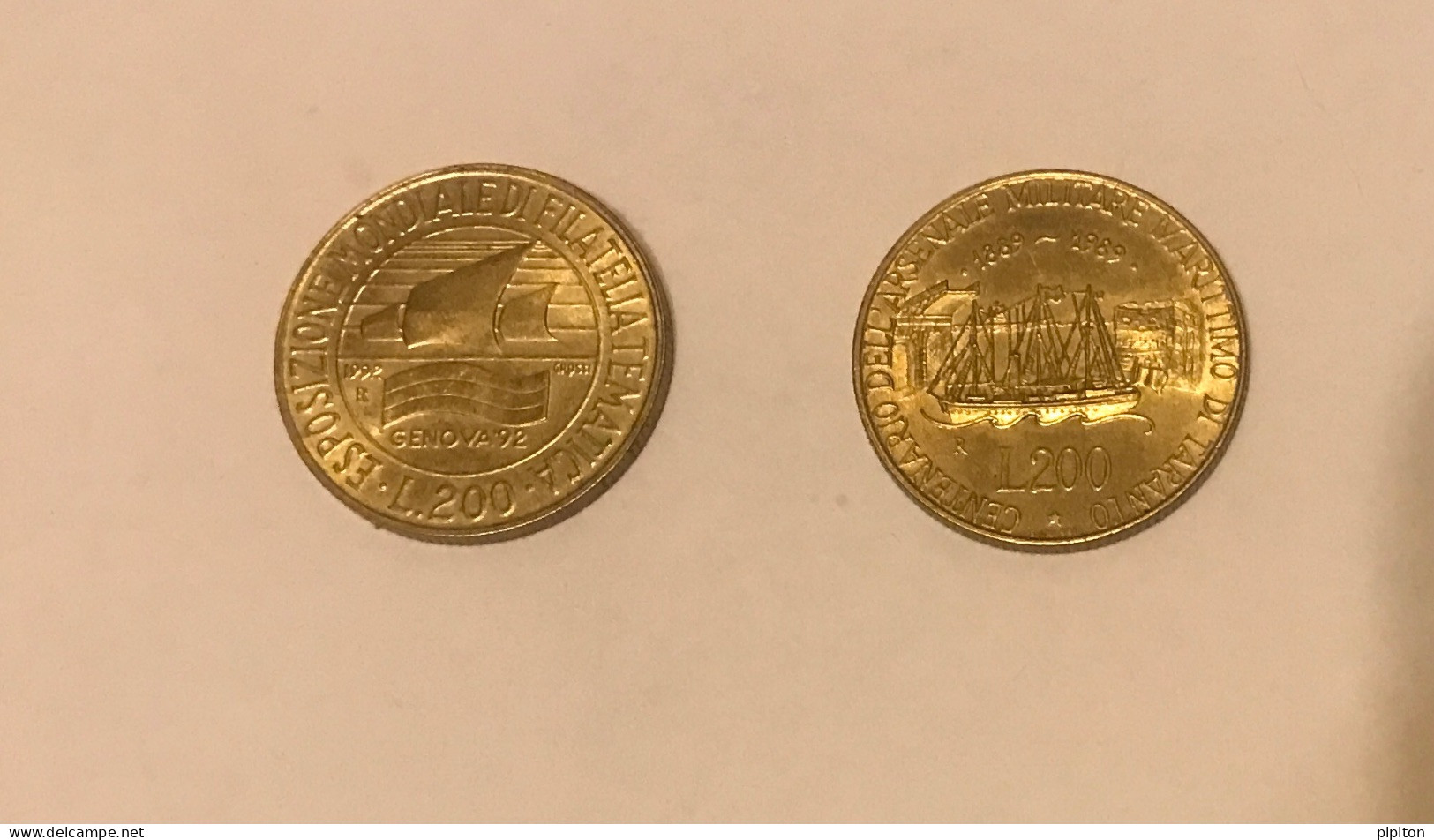 2 Pièces Italie 200 Lires 1989 Et 92 - 200 Lire