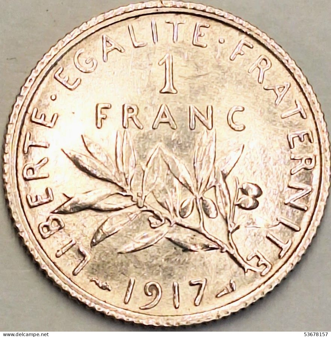 France - Franc 1917, KM# 844.1, Silver (#4061) - 1 Franc