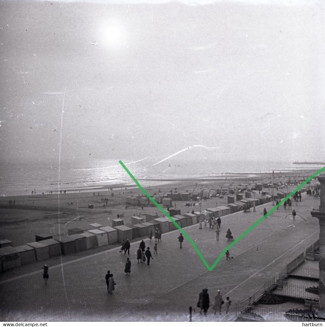 Zeedijk, Strand, Badkarren (13 X 6) Photo Plaque Verre, Glasplaten. Blankenberge - Diapositivas De Vidrio
