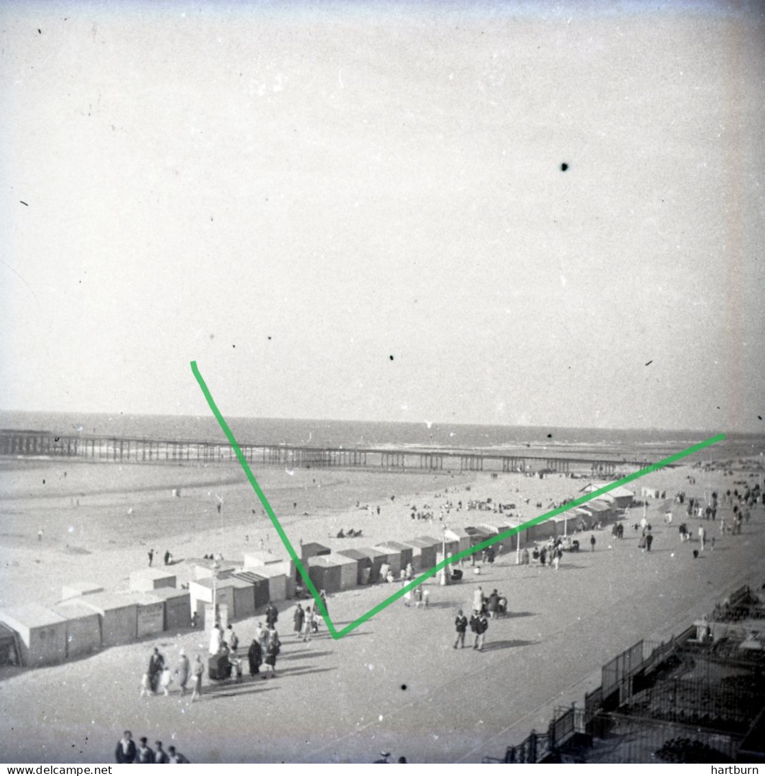 Zeedijk, Strand, Badkarren (13 X 6) Photo Plaque Verre, Glasplaten. Blankenberge - Glasdias