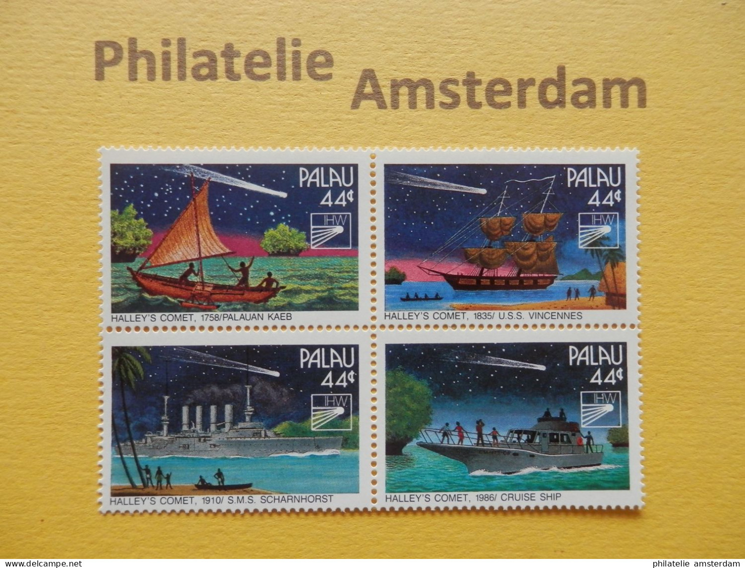 Palau 1985, HALLEY'S COMET / SHIPS BATEAUX SCHEPEN SCHIFFE NAVES: Mi 97-00, ** - Astronomy