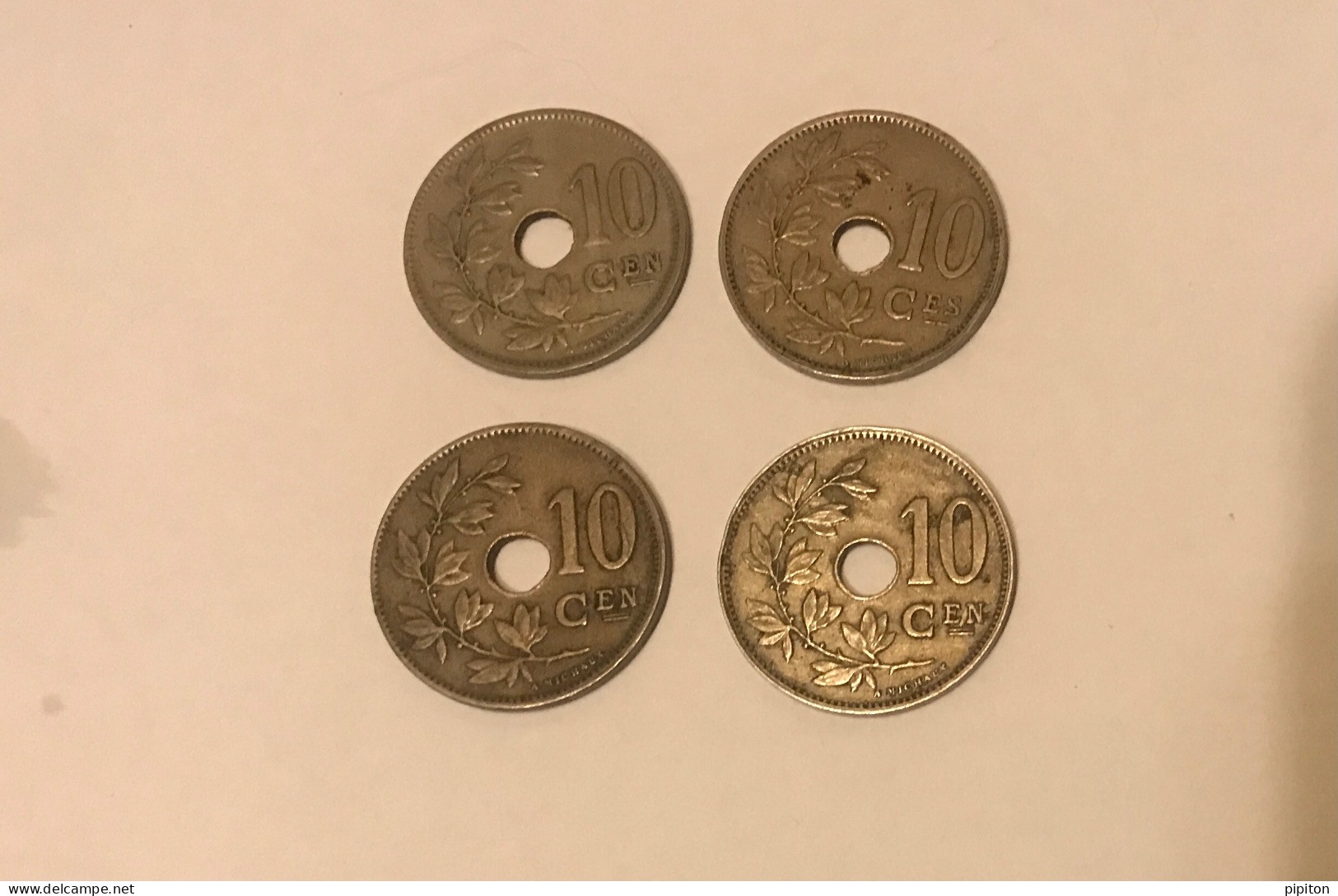 4 Pièces Belgique 10c 1925, 27 Et 28 - 10 Cents