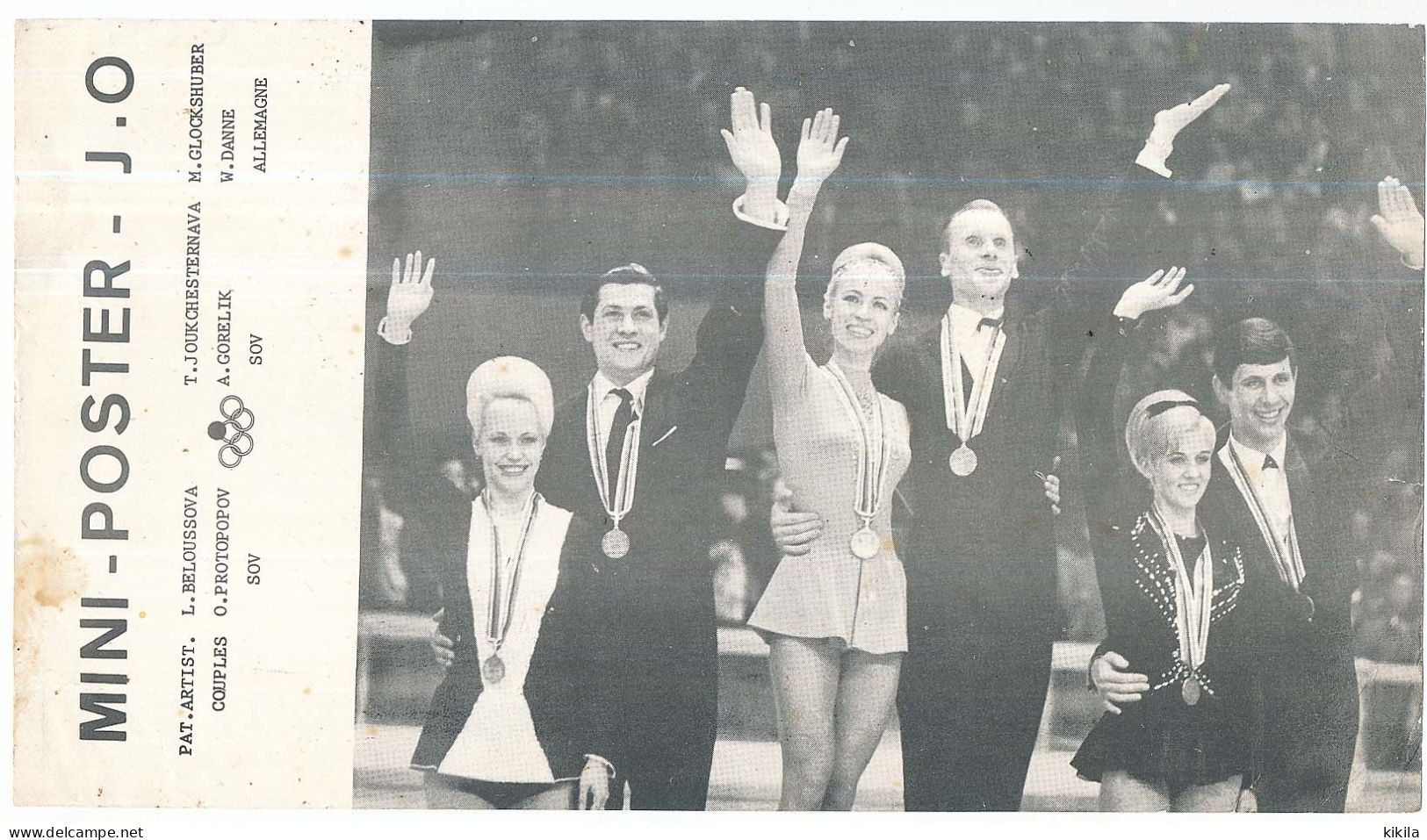 MINI-POSTER-J.O Remise Des Médailles Du Patinage Artistique Couples Jeux Olympiques D'hiver De Grenoble 1968 - Habillement, Souvenirs & Autres