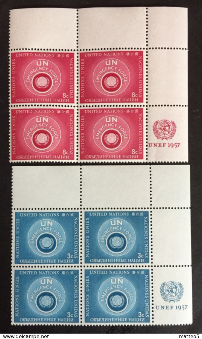 1957 - United Nations UNO UN ONU - UN Emergency Force . Badgeof UN Emergency Force - 2x4 Stamps  Unused - Nuevos