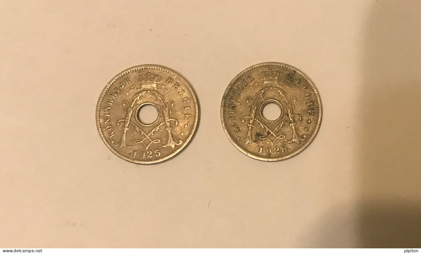 2 Pièces Belgique 5c 1925 Et 28 - 5 Cent