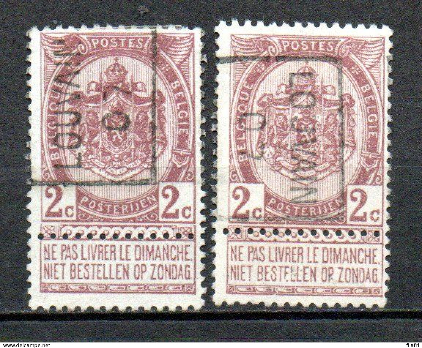 926 Voorafstempeling Op Nr 55 - LOUVAIN 07 - Positie A & B - Rollo De Sellos 1900-09