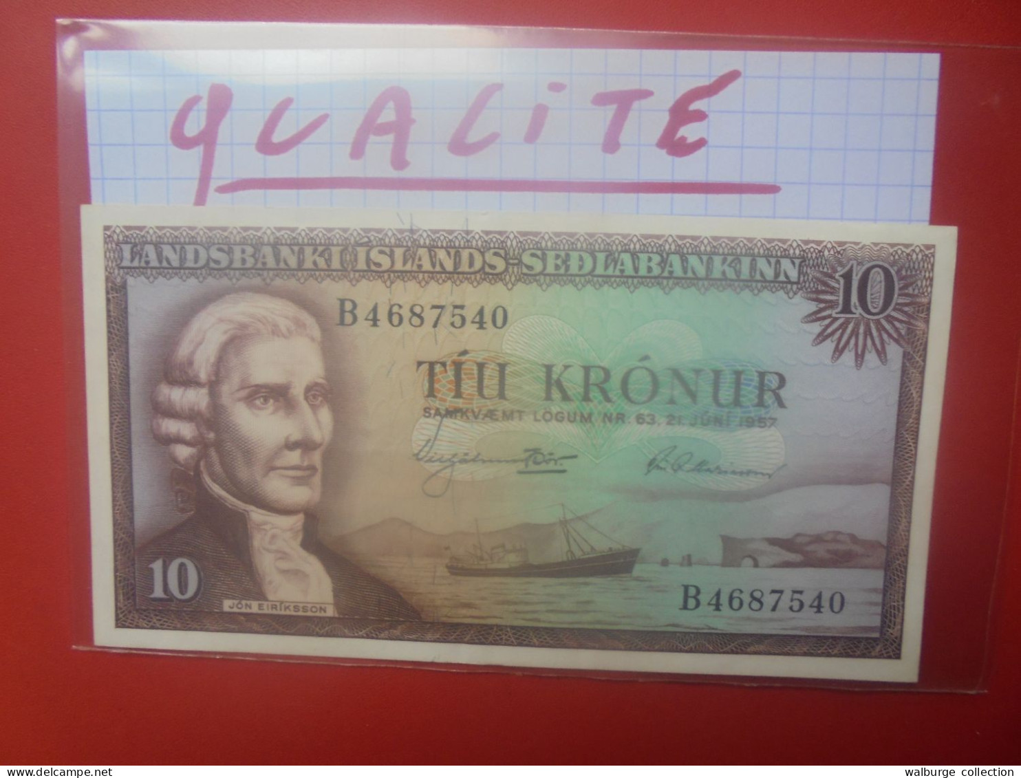 ISLANDE 10 KRONUR 1957 Peu Circuler Belle Qualité (B.33) - Iceland