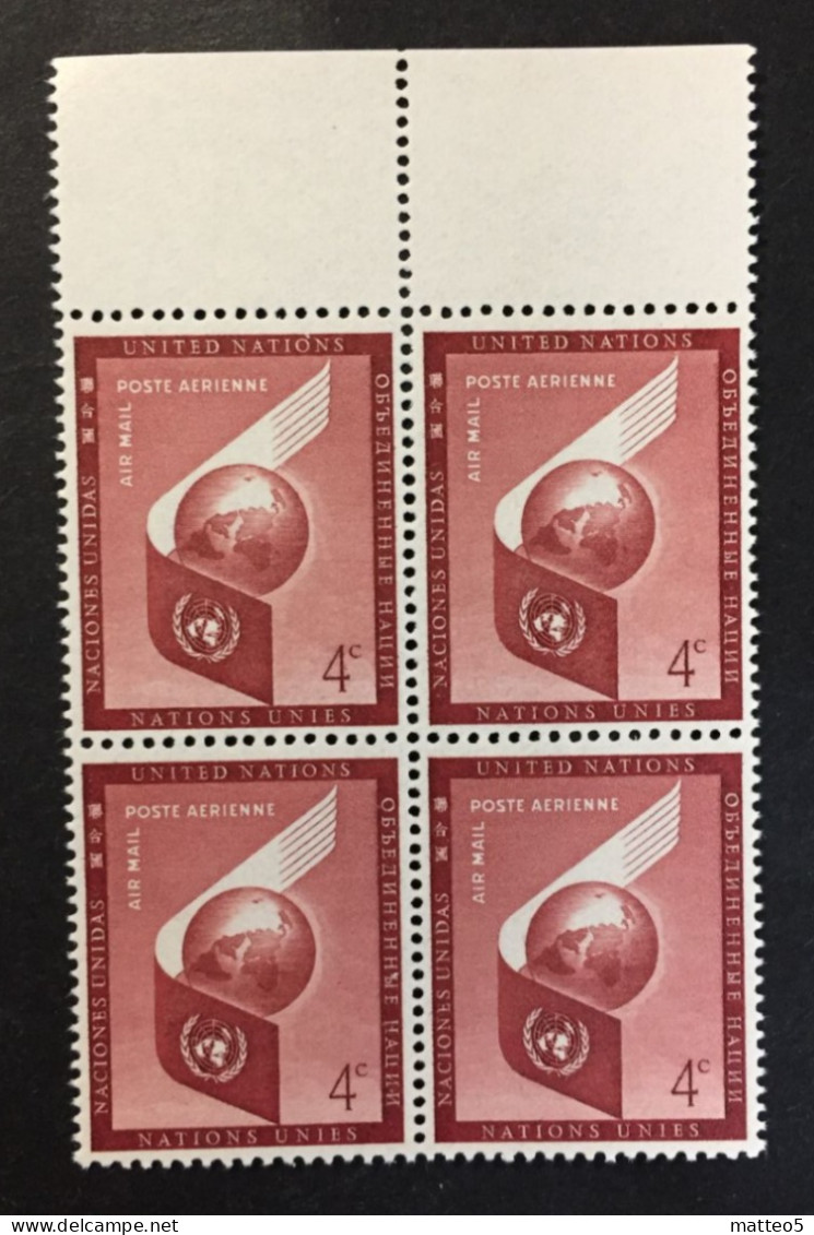 1957 - United Nations UNO UN ONU -  Airmail - World And UN - Symbol - 4 Stamps Unused - Ungebraucht