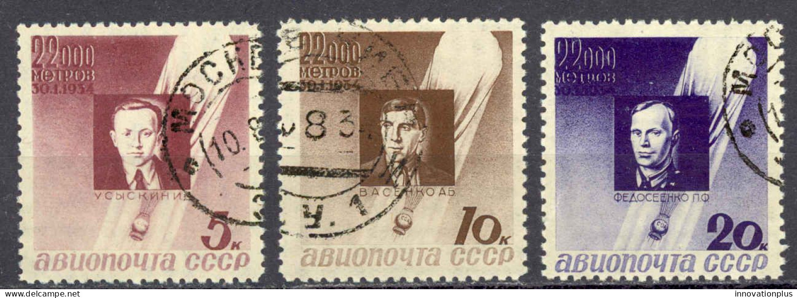 Russia Sc# C50-C52 Used (a) 1934 Stratosphere Disaster - Usados
