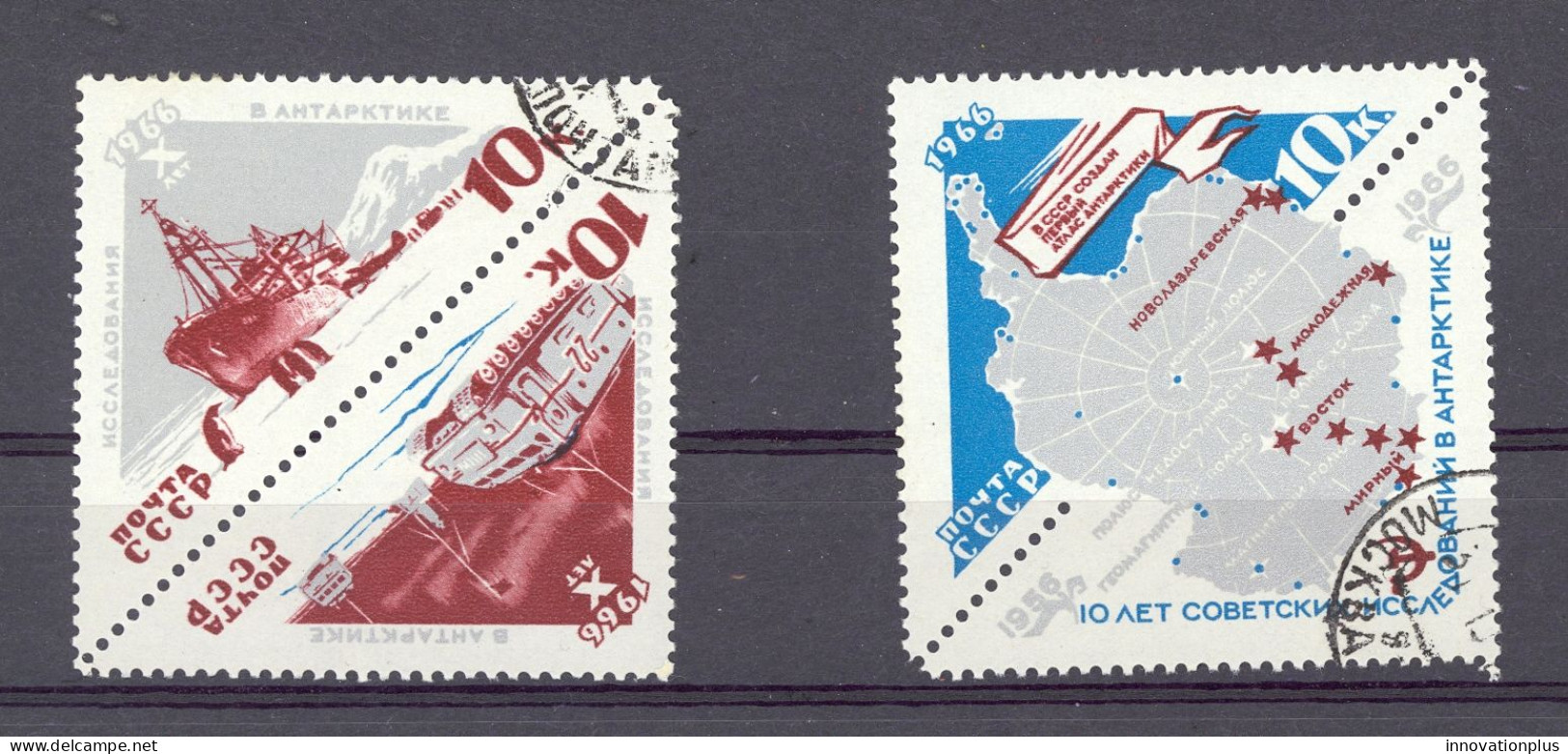 Russia Sc# 3162-3164 Used 1966 10k Diesel Ship Ob And Penguins - Oblitérés