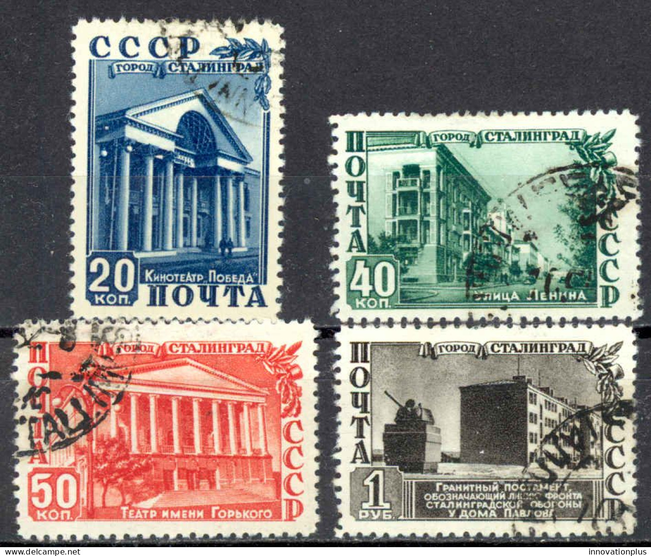 Russia Sc# 1477-1480 Used (c) 1950 Restoration Of Stalingrad - Usados