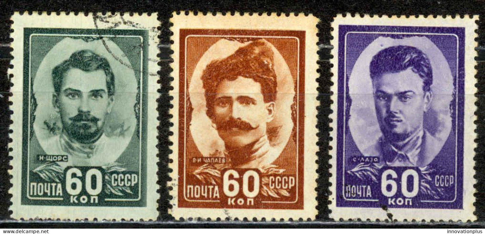 Russia Sc# 1209-1211 Used (a) 1948 Heroes - Oblitérés