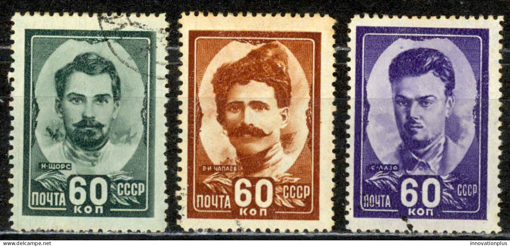 Russia Sc# 1209-1211 Used (a) 1948 Heroes - Usati
