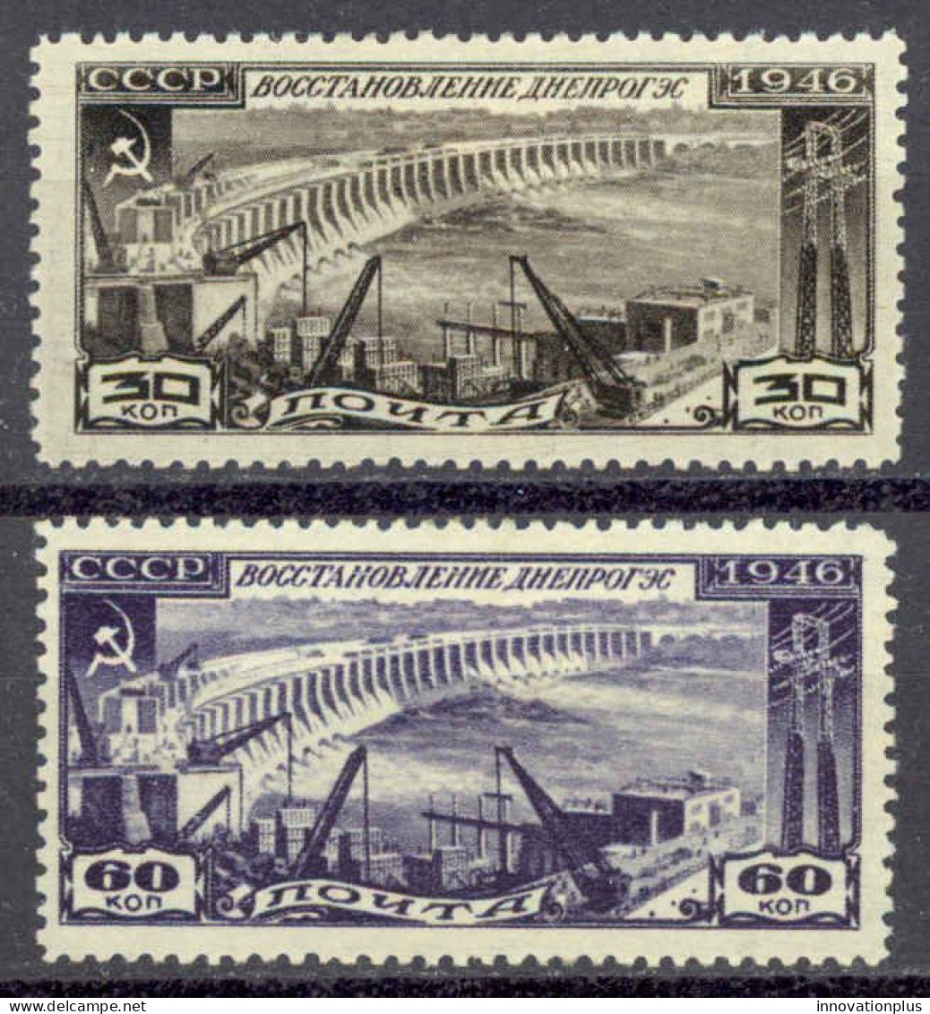 Russia Sc# 1085-1086 MH 1946 Dnieprostroy Dam - Unused Stamps