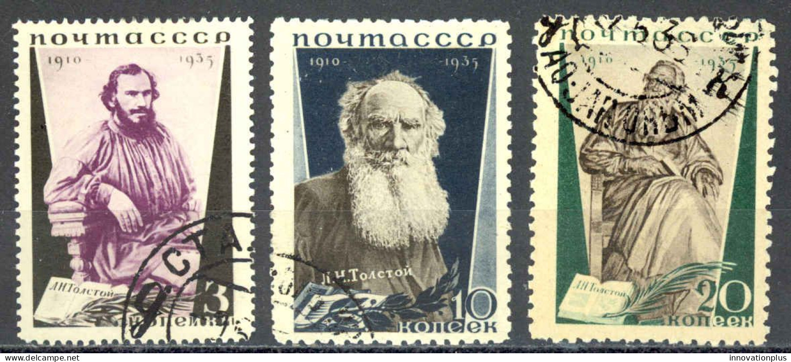 Russia Sc# 577-579 Used 1935 Tolstoy - Oblitérés