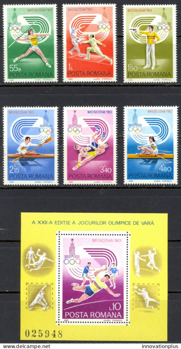 Romania Sc# 2962-2968 MNH 1980 Olympics - Unused Stamps