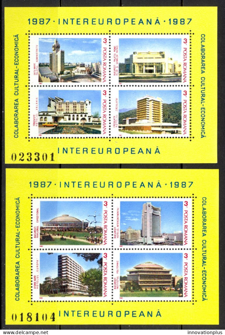 Romania Sc# 3434-3435 MNH Sheet/4 1987 Modern Architecture - Ongebruikt