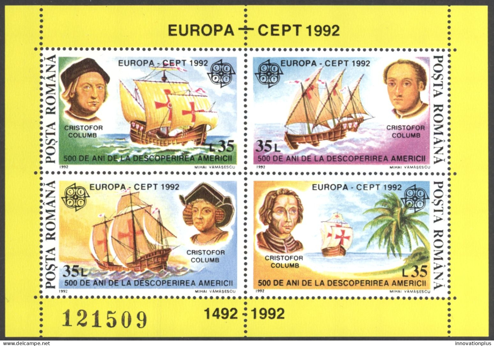 Romania Sc# 3742 MNH Miniature Sheet 1992 Europa - Ongebruikt