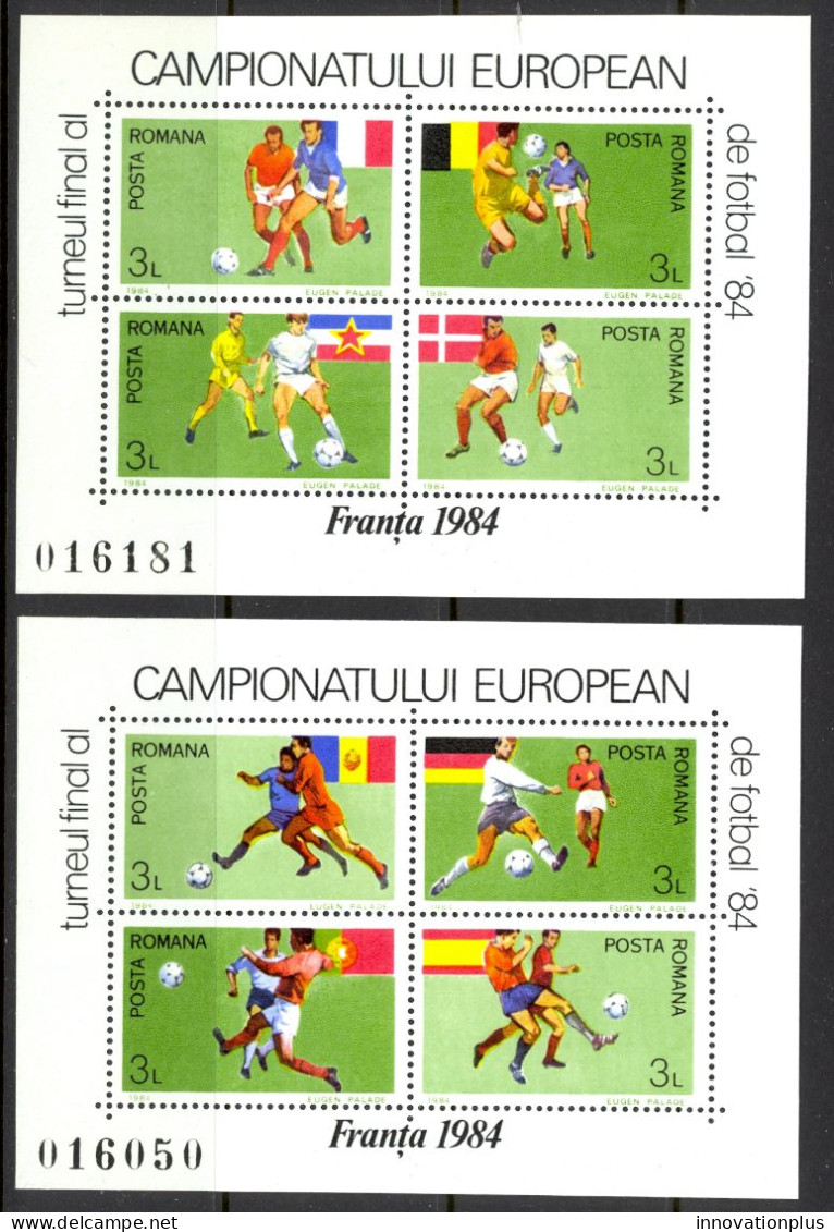 Romania Sc# 3201A-3201B MNH Sheet/4 1984 Soccer - Nuovi