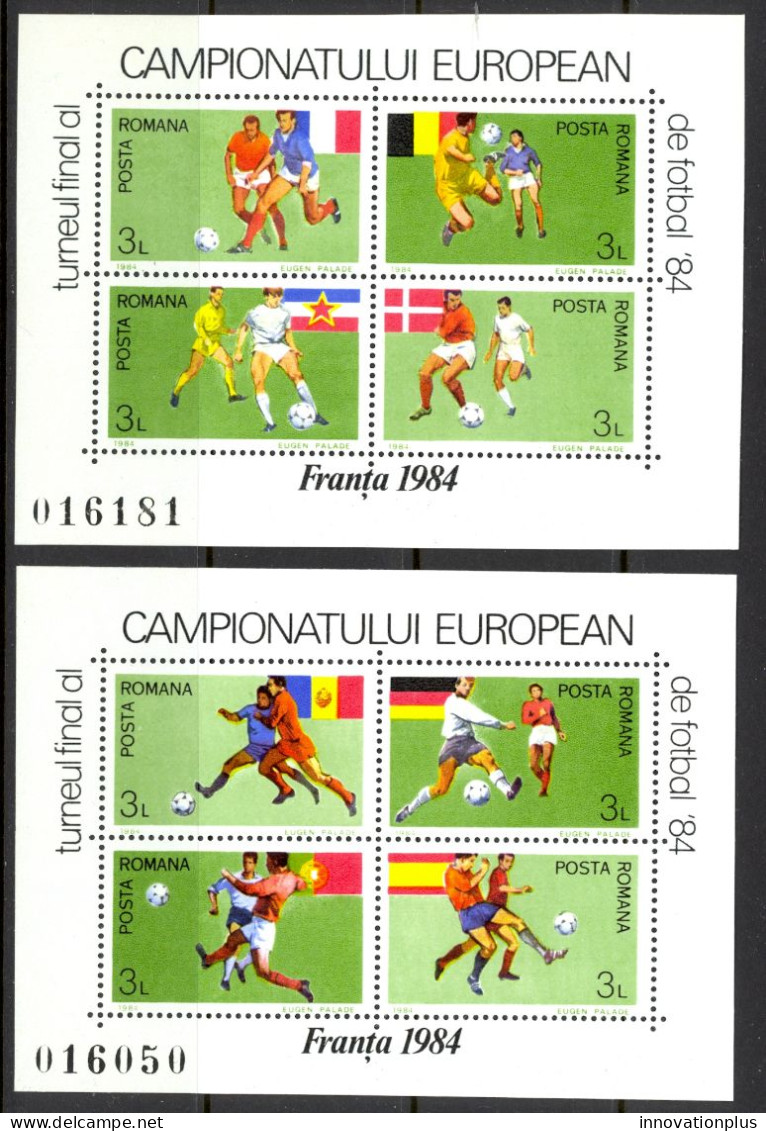Romania Sc# 3201A-3201B MNH Sheet/4 1984 Soccer - Ungebraucht