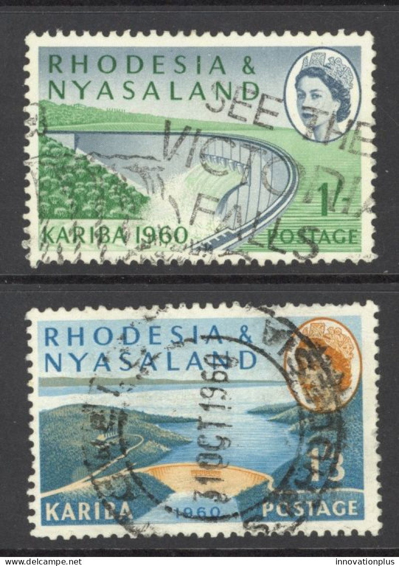 Rhodesia & Nyasaland Sc# 174-175 Used 1960 QEII Views Of Dam & Lake - Rhodesia & Nyasaland (1954-1963)